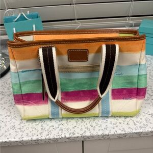 Coach Vintage Colorful Striped Tote Bag